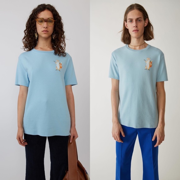 ACNE STUDIOS Fox Print T-shirt Pale Blue